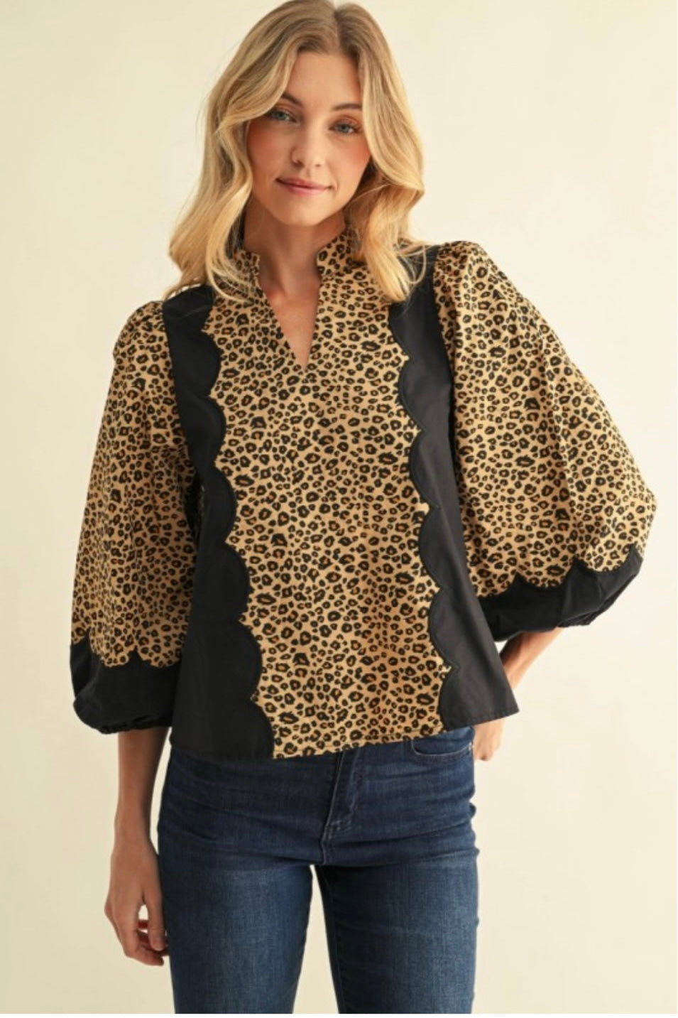 Cheetah puff sleeve blouse