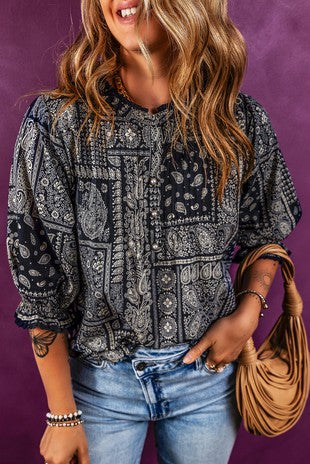 vintage boho paisley top