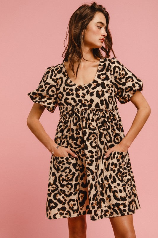 Leopard ruffle dress