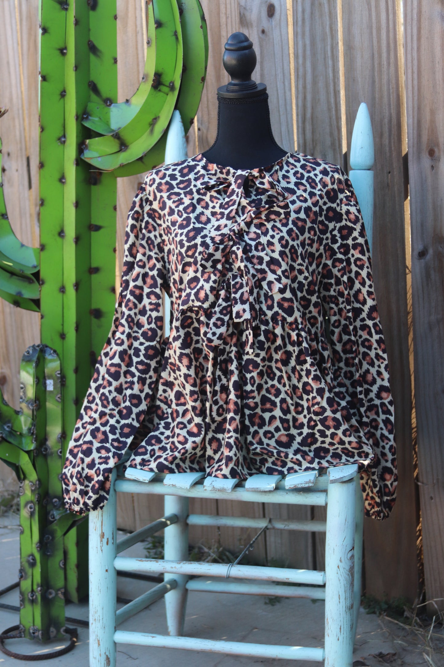 Cheetah bow blouse