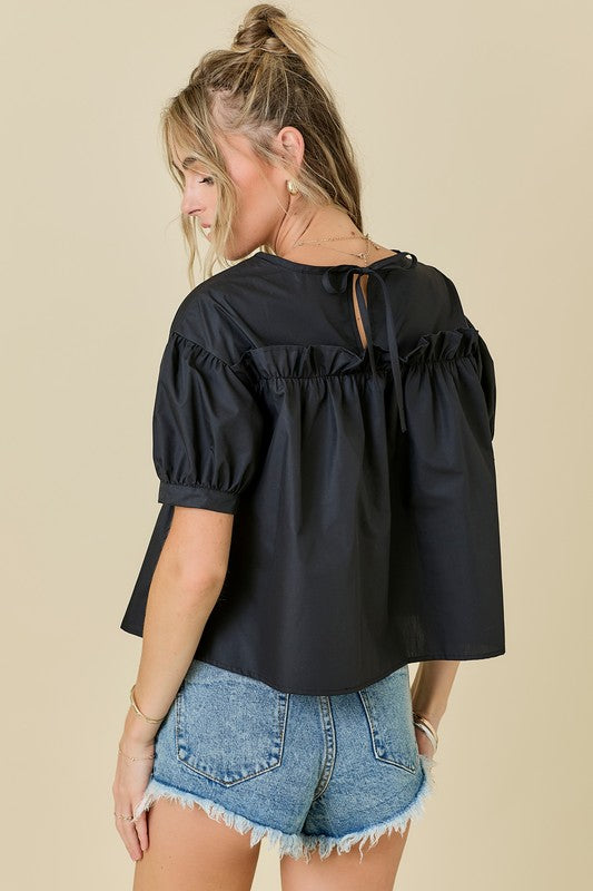 Black ruffle top