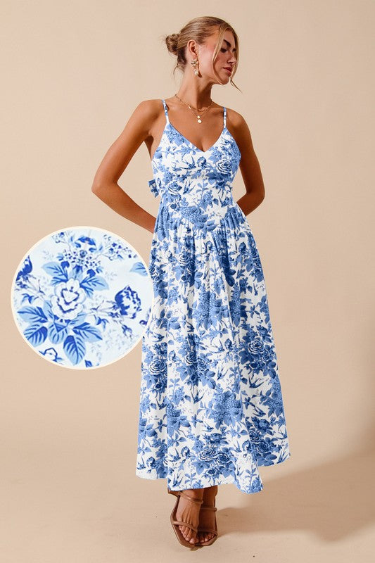 Blue floral sun dress