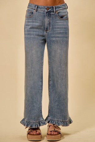 Ruffle bottom jeans