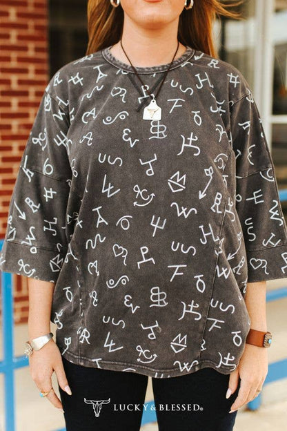 Grey Mineral Wash Cattle Brand Oversize T-Shirt