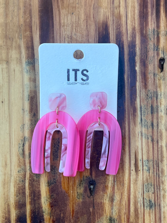 Pink rainbow earrings