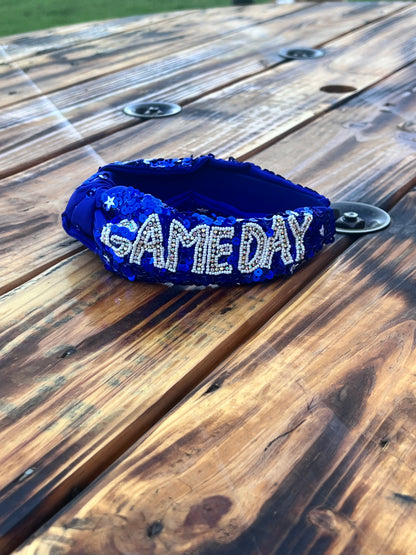 Blue game day head band