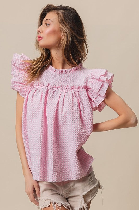 Baby pink ruffle top