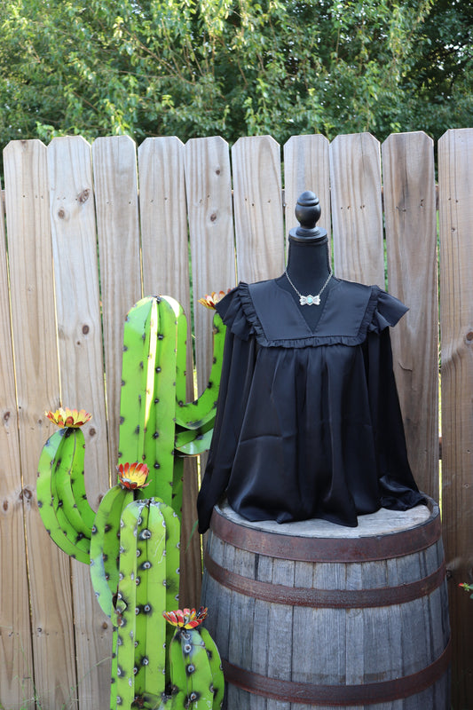 Black satin top