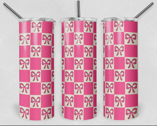 Pink bow 20oz tumbler