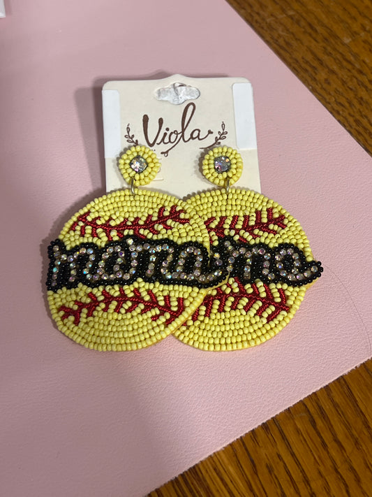 Softball mama earrings