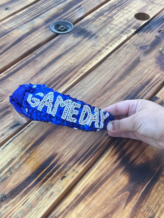 Blue game day head band