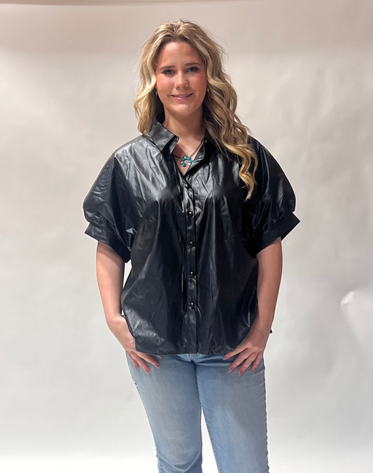 Leather black top