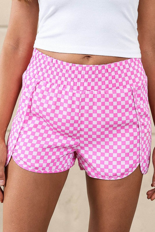 Pink check shorts