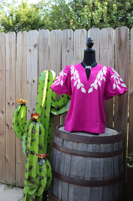 Magenta floral top