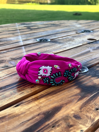 Dark pink western head band