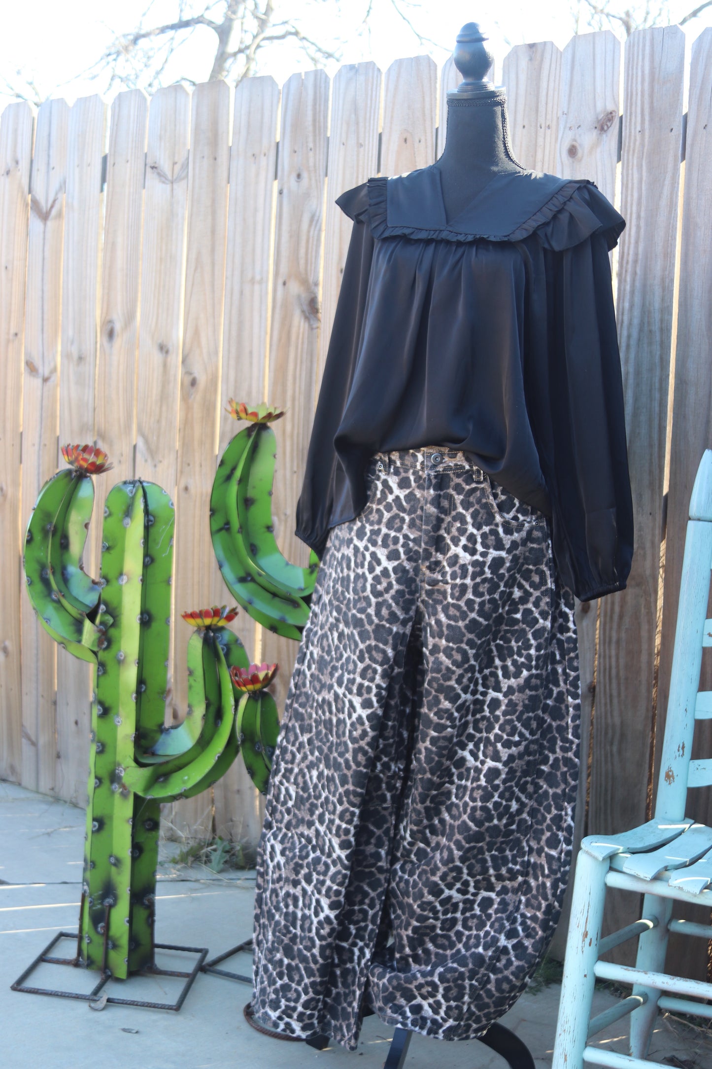 Cheetah barrel jeans