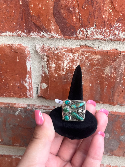 Size 9 square multi stone ring