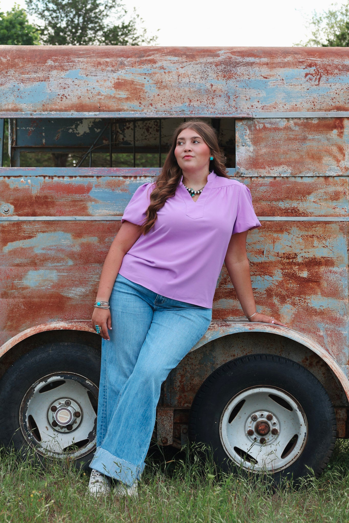 Lavender puff sleeve top