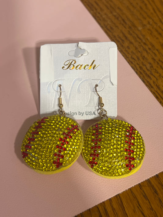 Plush softball earrings
