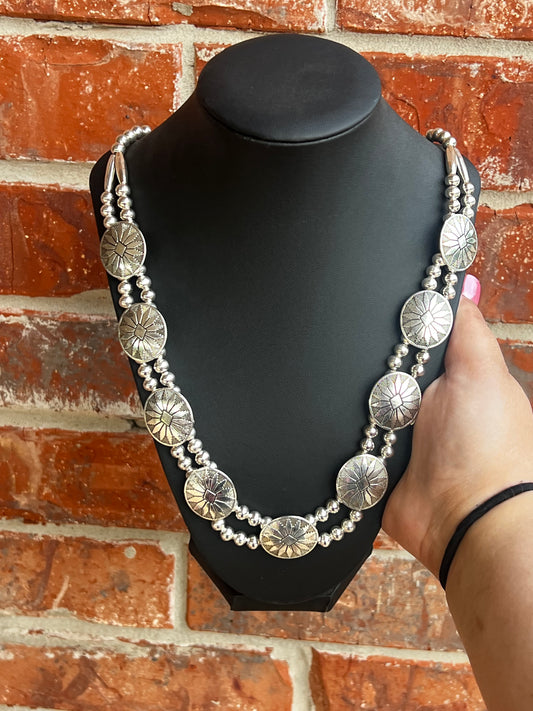 Silver concho necklace