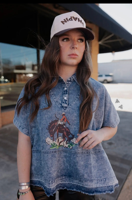 Bronc denim top