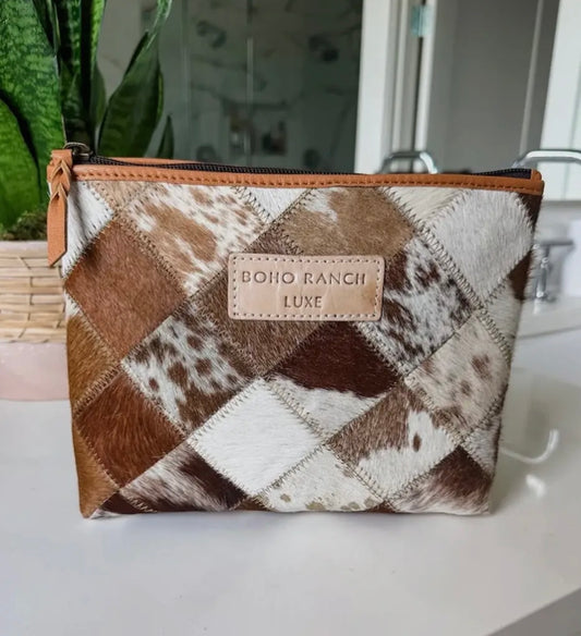 Cowhide makeup travel bag