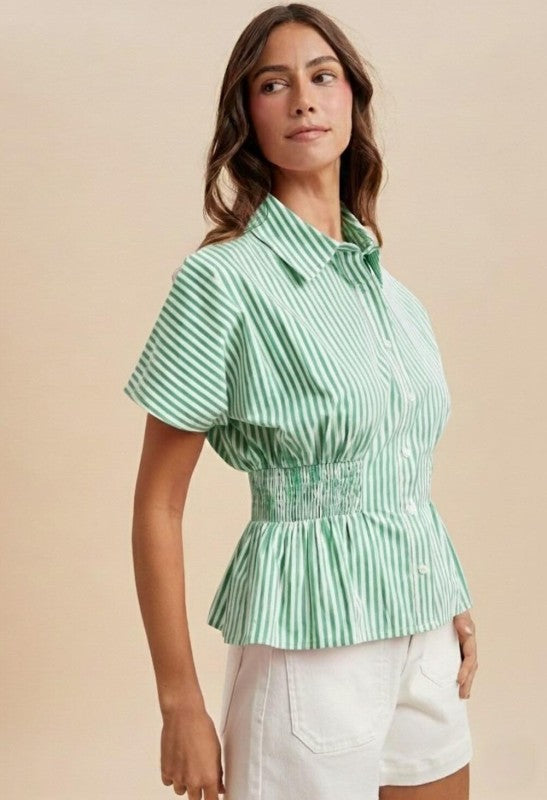 Kelly green stripe top