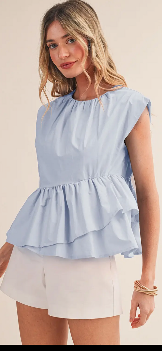 Blue ruffle top