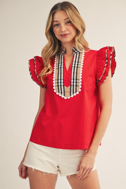 Red ruffle top