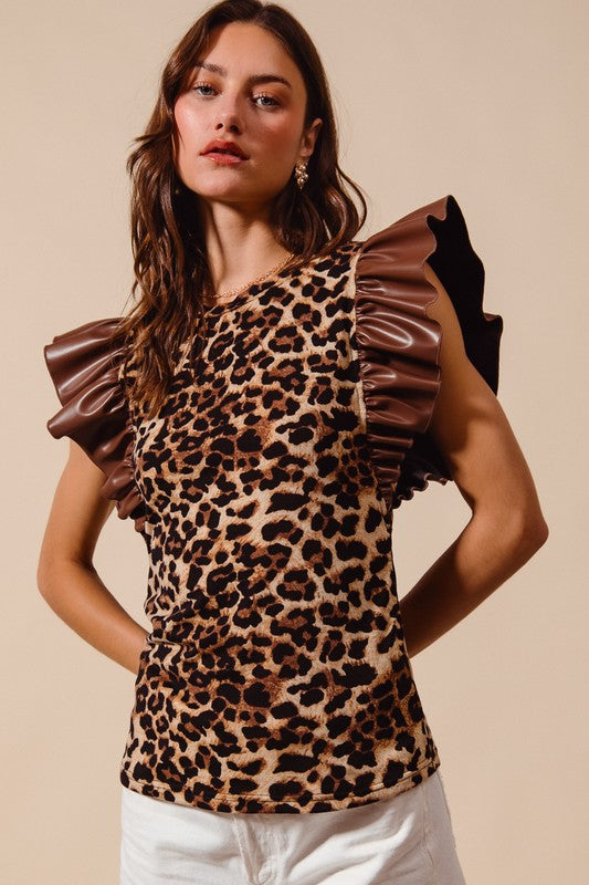 Leopard leather top