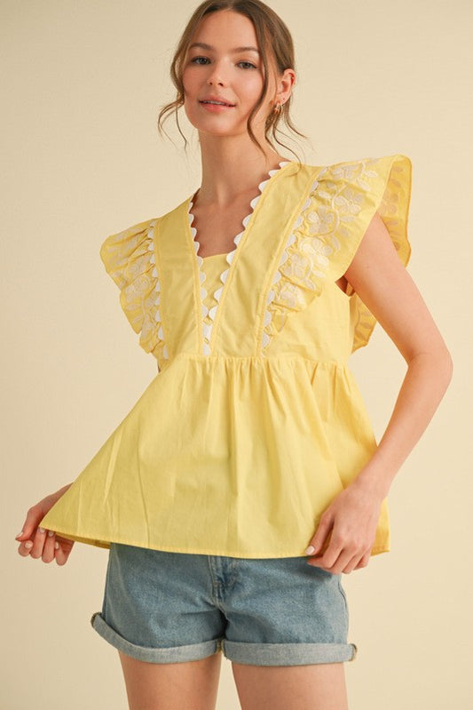 Embroidery baby doll top