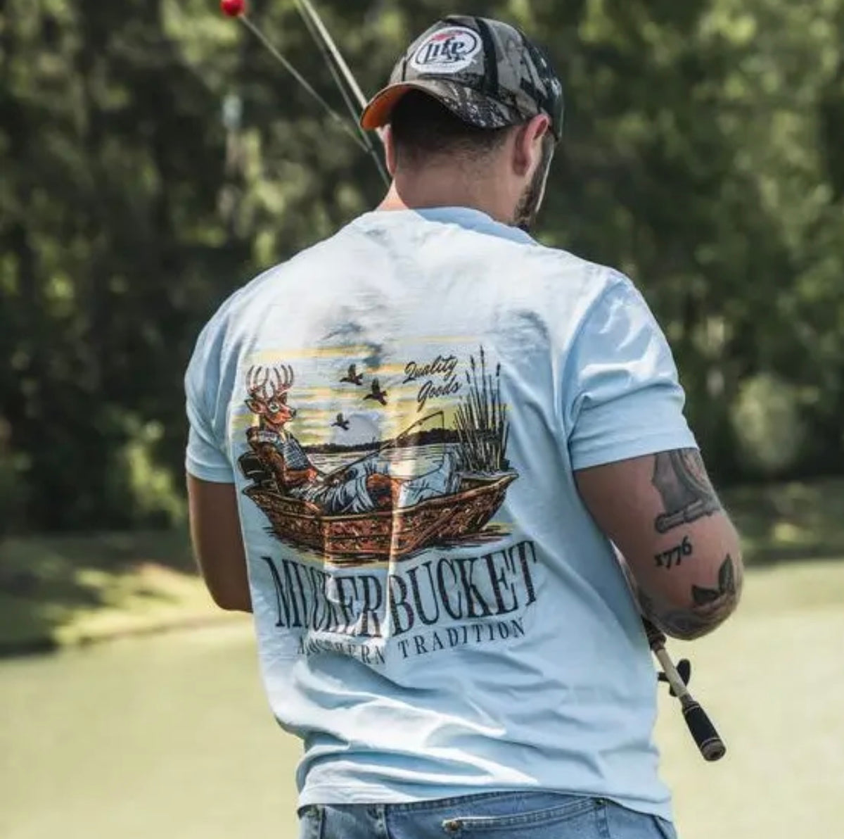 Mucker bucket deer t shirt