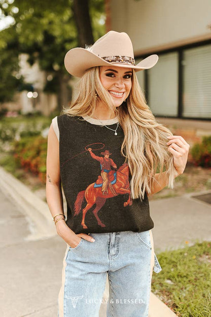 Black  Knit Western Cowboy Sweater Vest