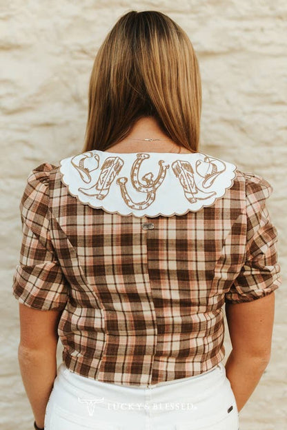 Plaid Puff Sleeve Blouse