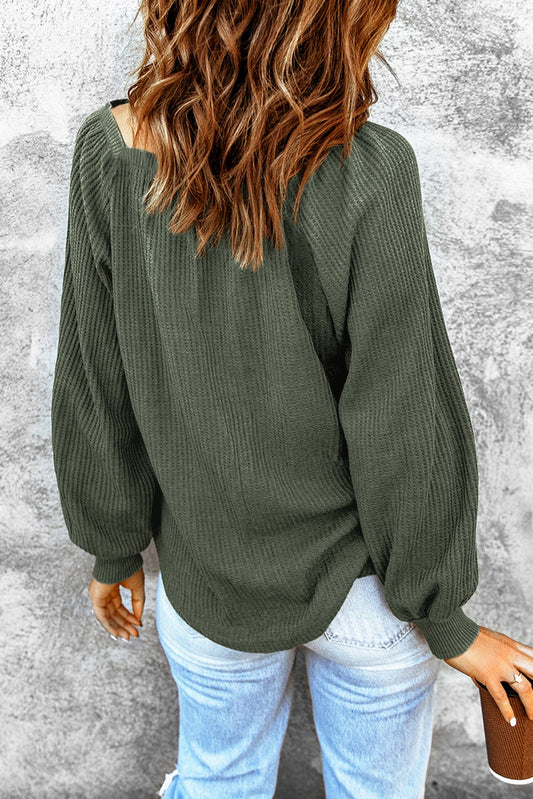 Green scoop neck top