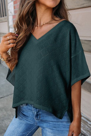 green V neck top