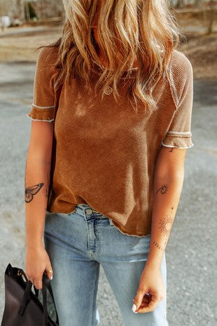 rust contrast seam top